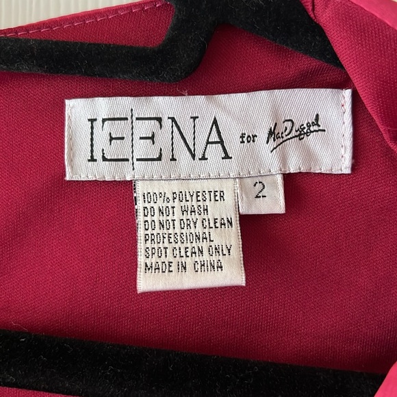 Ieena for Mac Duggal Flounce V-Neck Charmeuse Gown in Raspberry Size 2 - Picture 7 of 9